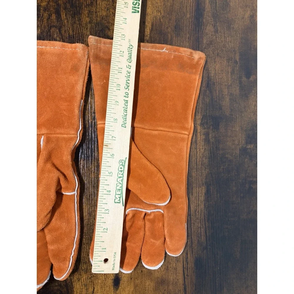 Vintage Leather Welding Gloves Orange Anchor Brand 20 GC